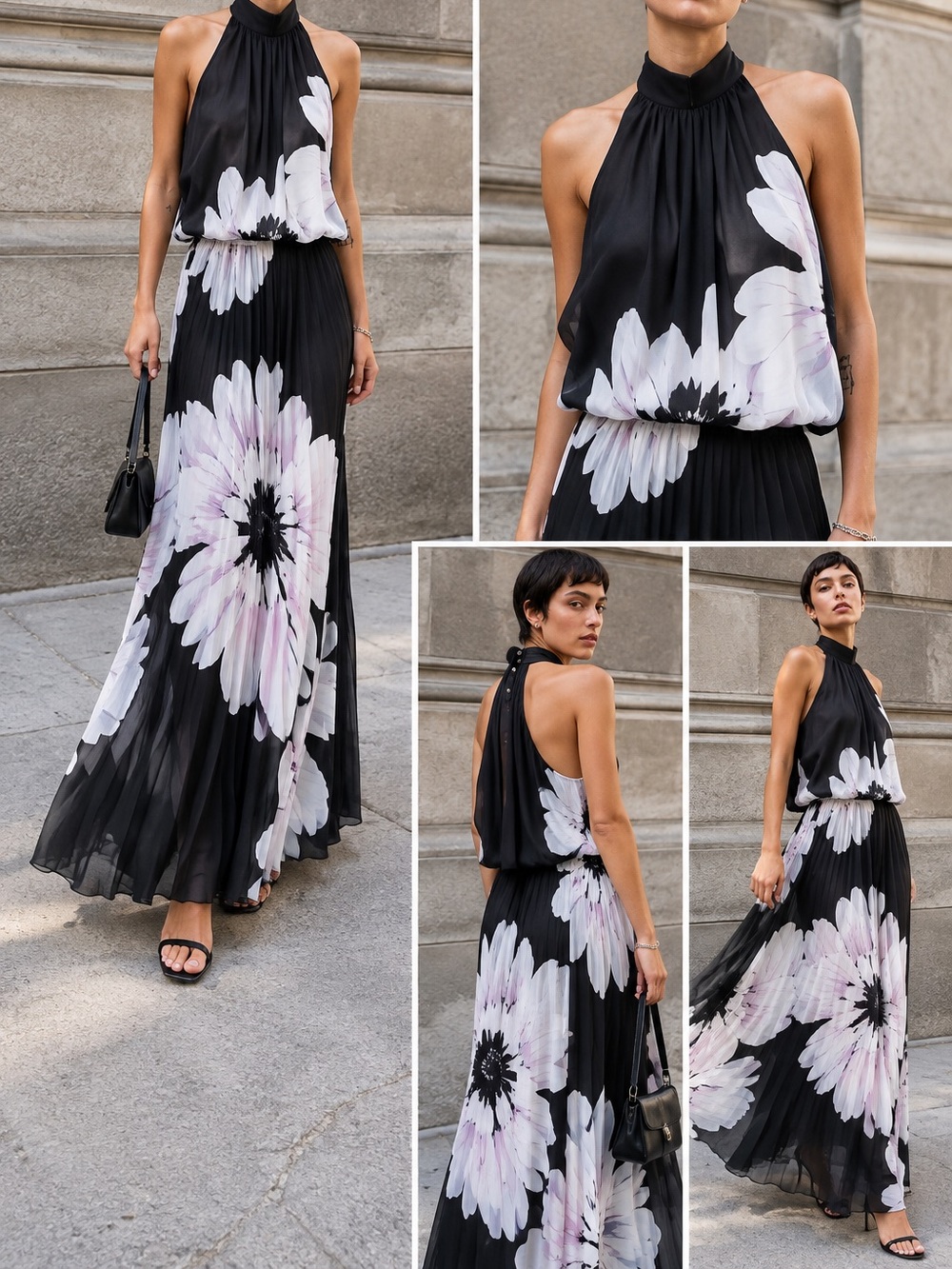 Betsy & Adam 4P Floral Chiffon Maxi Gown Wedding Guest Special Occasion